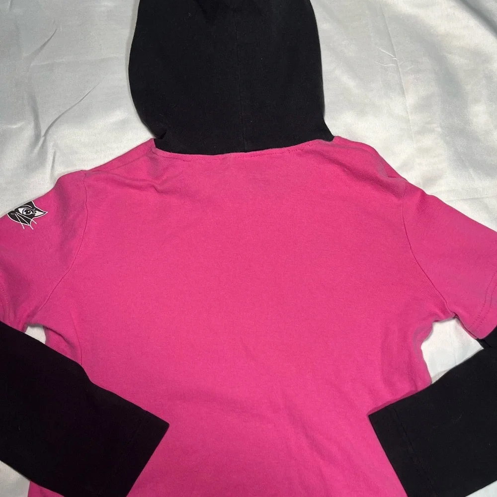 Vintage Y2K Self Esteem Girls Cat Graphic Pink Black‎ Hoodie Size Large